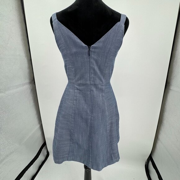 BCBGeneration Chambray Mini Dress Womens Blue Sleeveless Size S Old Money V Neck - Picture 6 of 6